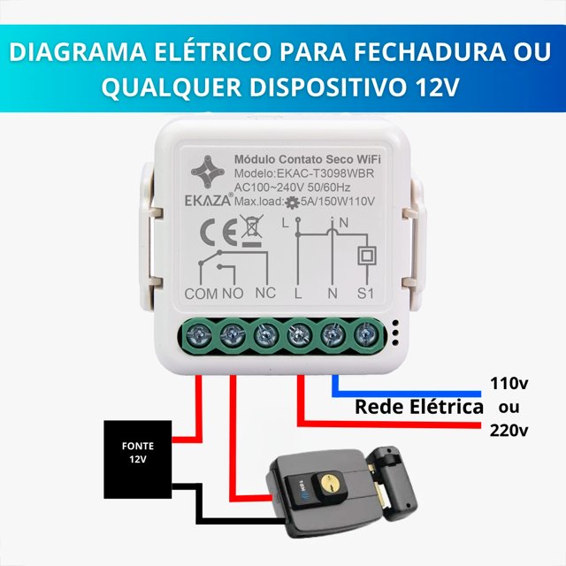 Interruptor Inteligente Wifi Mini Módulo Contato Seco Ekaza Alexa e ...