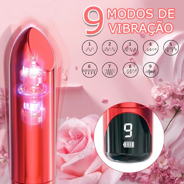 Batom Secreto Bullet Recarregável 10 Modos com LED - Vermelho | Pimenta ...