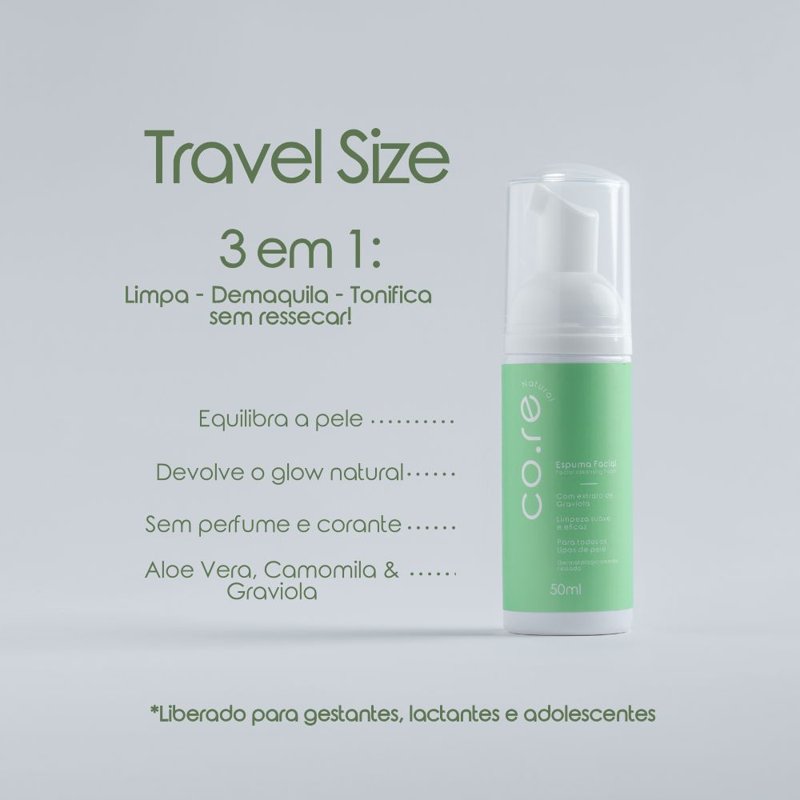 MINI Espuma de Limpeza Facial Natural (com extrato de graviola 50