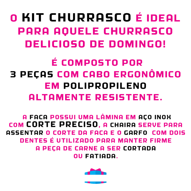 Kit  Churrasco Inox Cozinha Faca Pegador Chaira 3 pças Gourmet Churrasqueiro