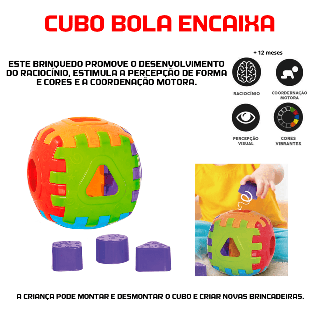 Cubo Didatico Colorido Blocos De Encaixe Brinquedo Educativo
