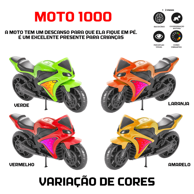 Moto De Brinquedo Miniatura 18cm New Moto 1000 Na Solapa