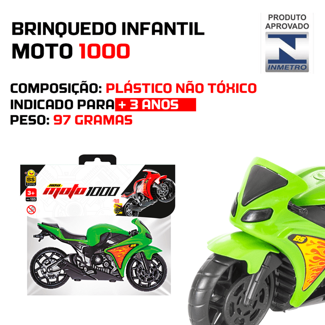 Moto De Brinquedo Miniatura 18cm New Moto 1000 Na Solapa