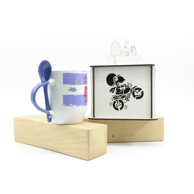 Caneca C/Caixa e Colher Coleção Snoopy Azul 325ml
