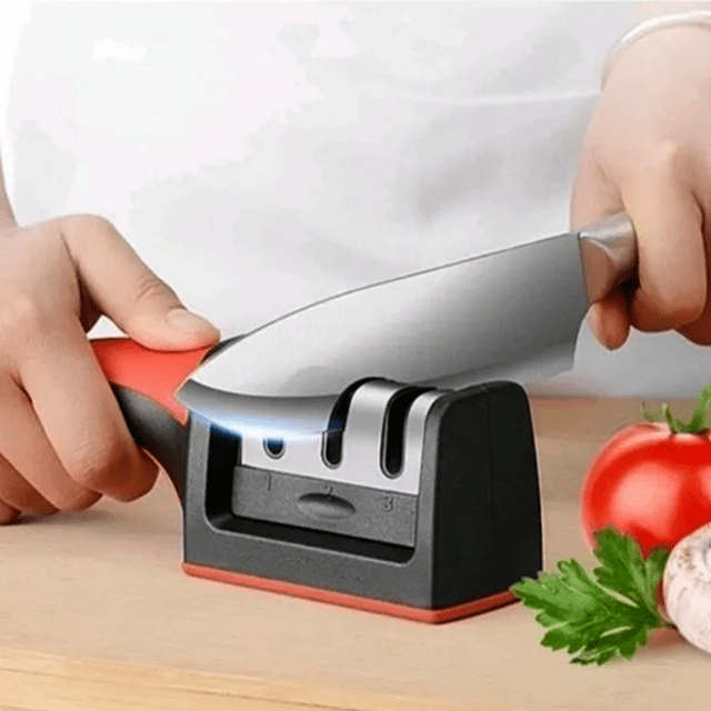 Afiador de faca Amolador Utensílio Cozinha 3 níveis Profissional Inox