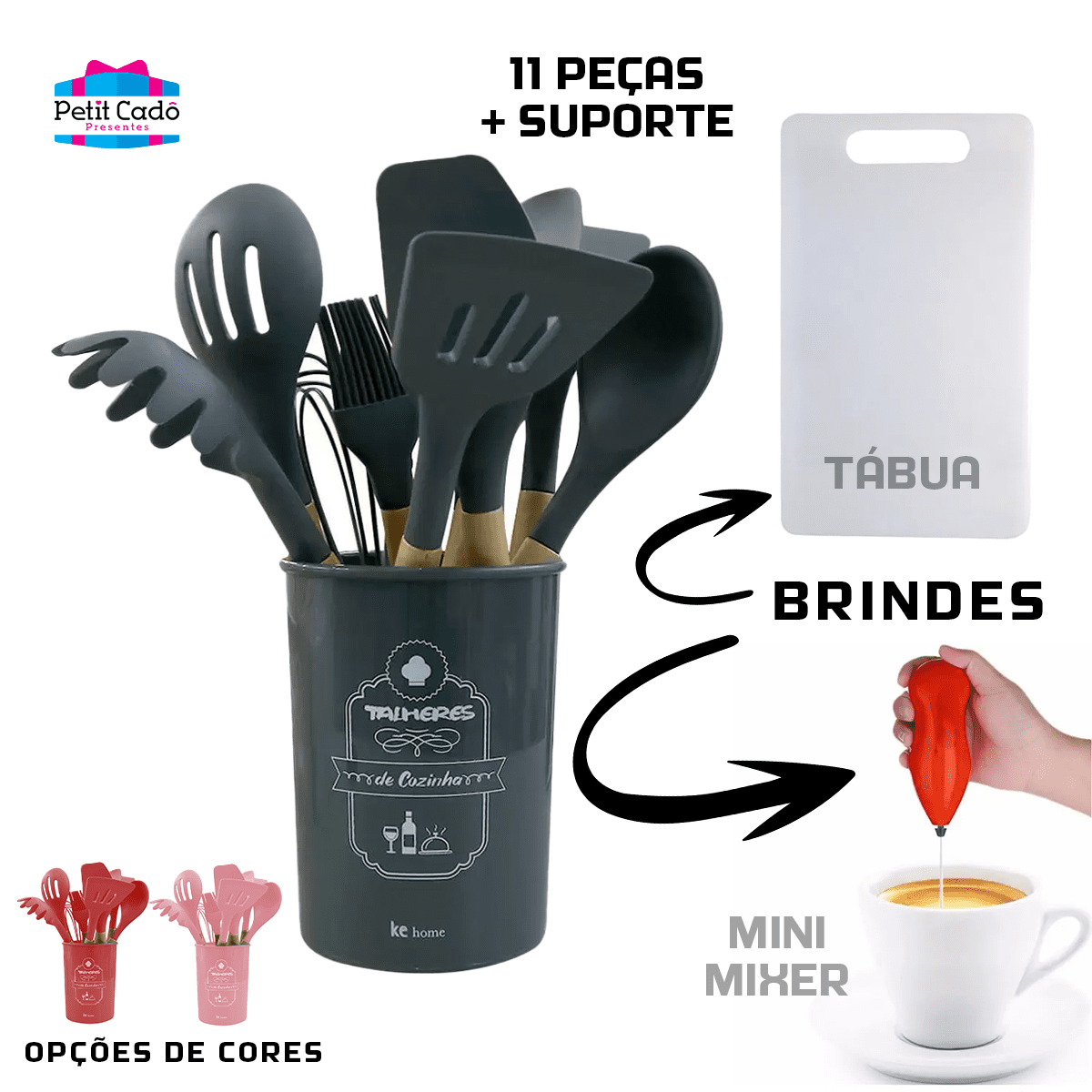 Kit Jogo De Cozinha Utensílios Talheres Silicone 12 peças