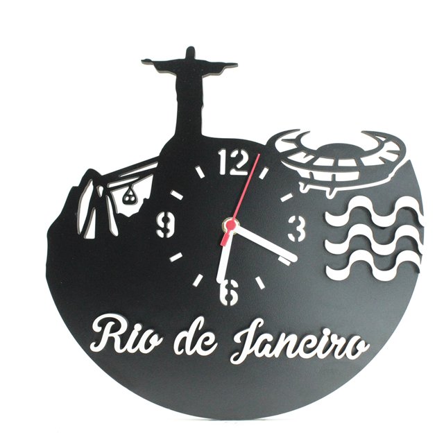 Relógio de Parede Decorativo - Rio de Janeiro 3D Preto