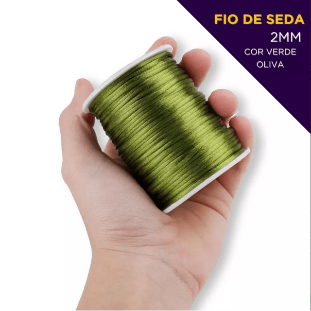 Cordão Rabo de Rato Verde Oliva 2mm 50m | Bepapel