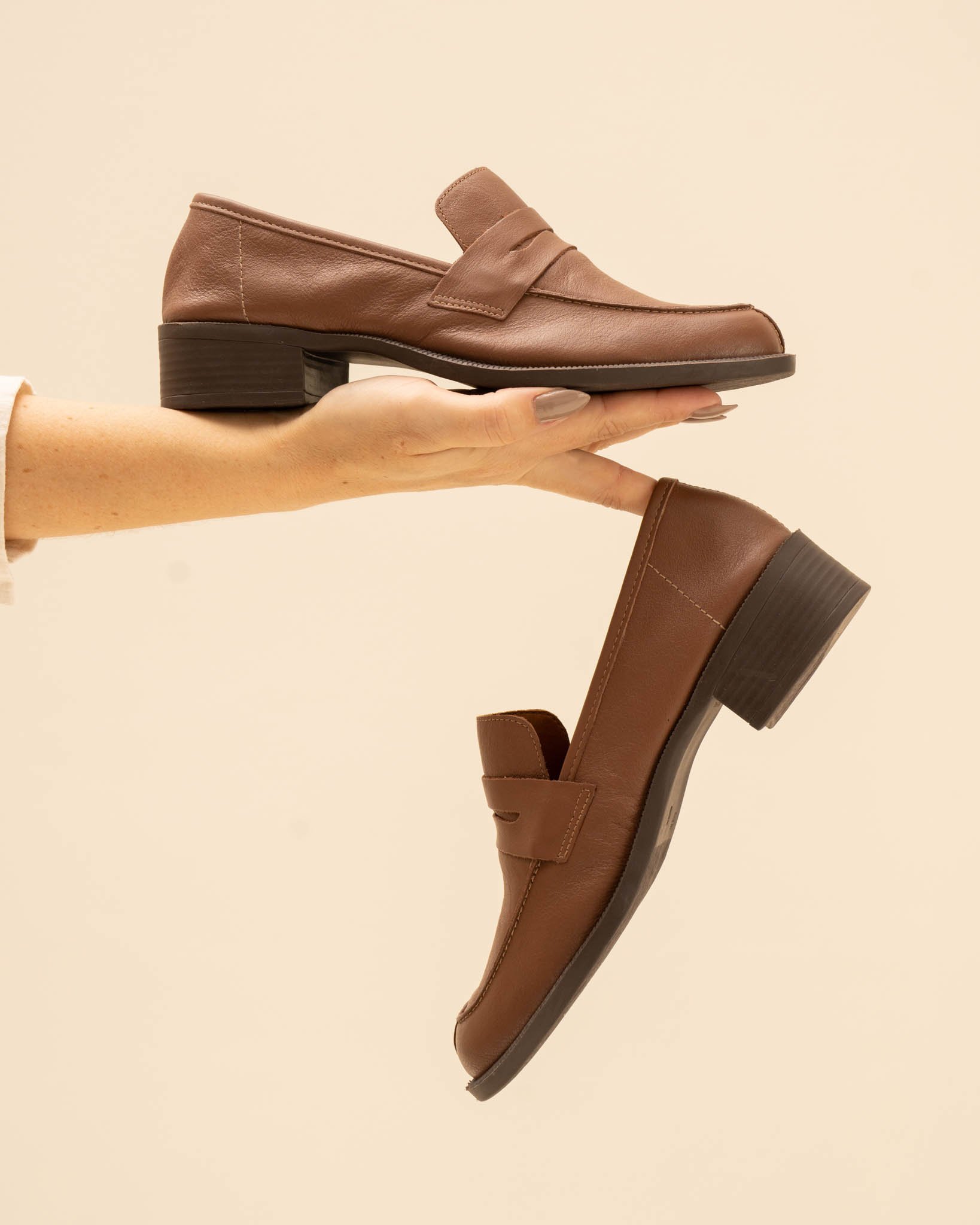 Mocassim Couro Salto Marrom | Sapato Que Dobra | Sapato Que Dobra