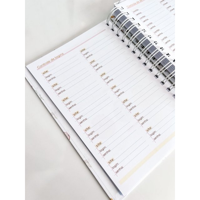 Planner Sem Data Planner com Divisórias - Sem Data - Inicial Nome | Papelaria Produtiva