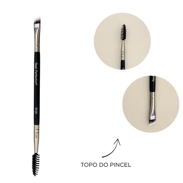 Detalhe das duas pontas do Pincel para Sobrancelhas R125 Real Perfection