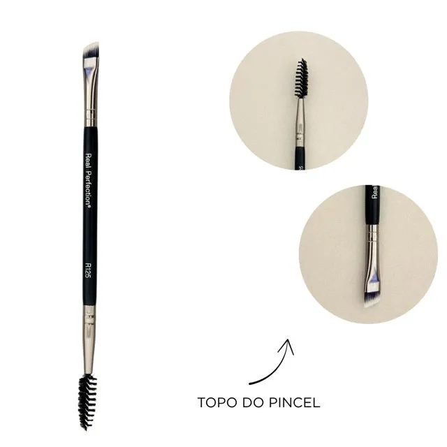Detalhe das duas pontas do Pincel para Sobrancelhas R125 Real Perfection