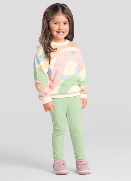 Conjunto Infantil Menina Brandili Inverno com Calça Legging Verde e ...