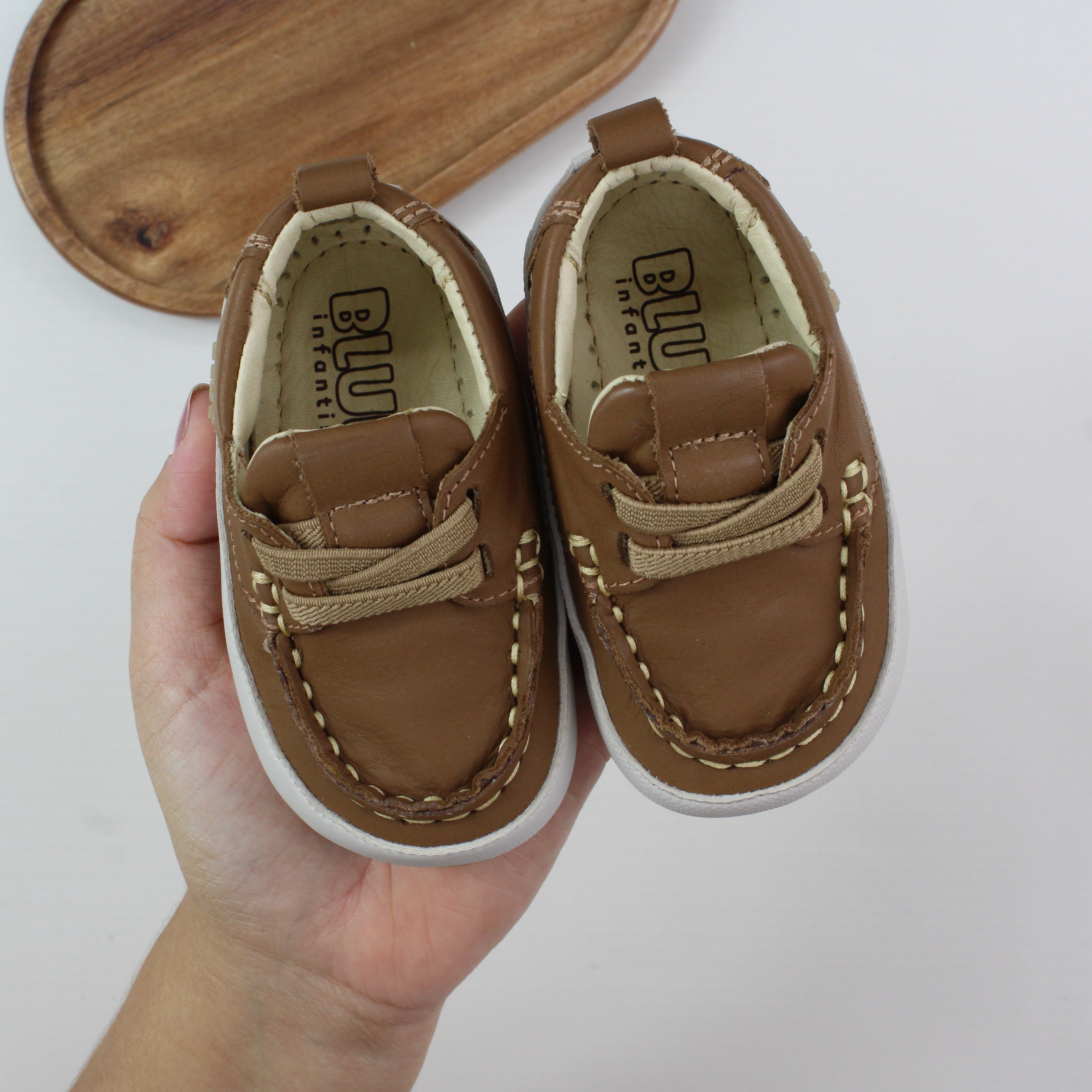 Sapato Mocassim Infantil Menino Luquinha Couro Legítimo ALGODÃO