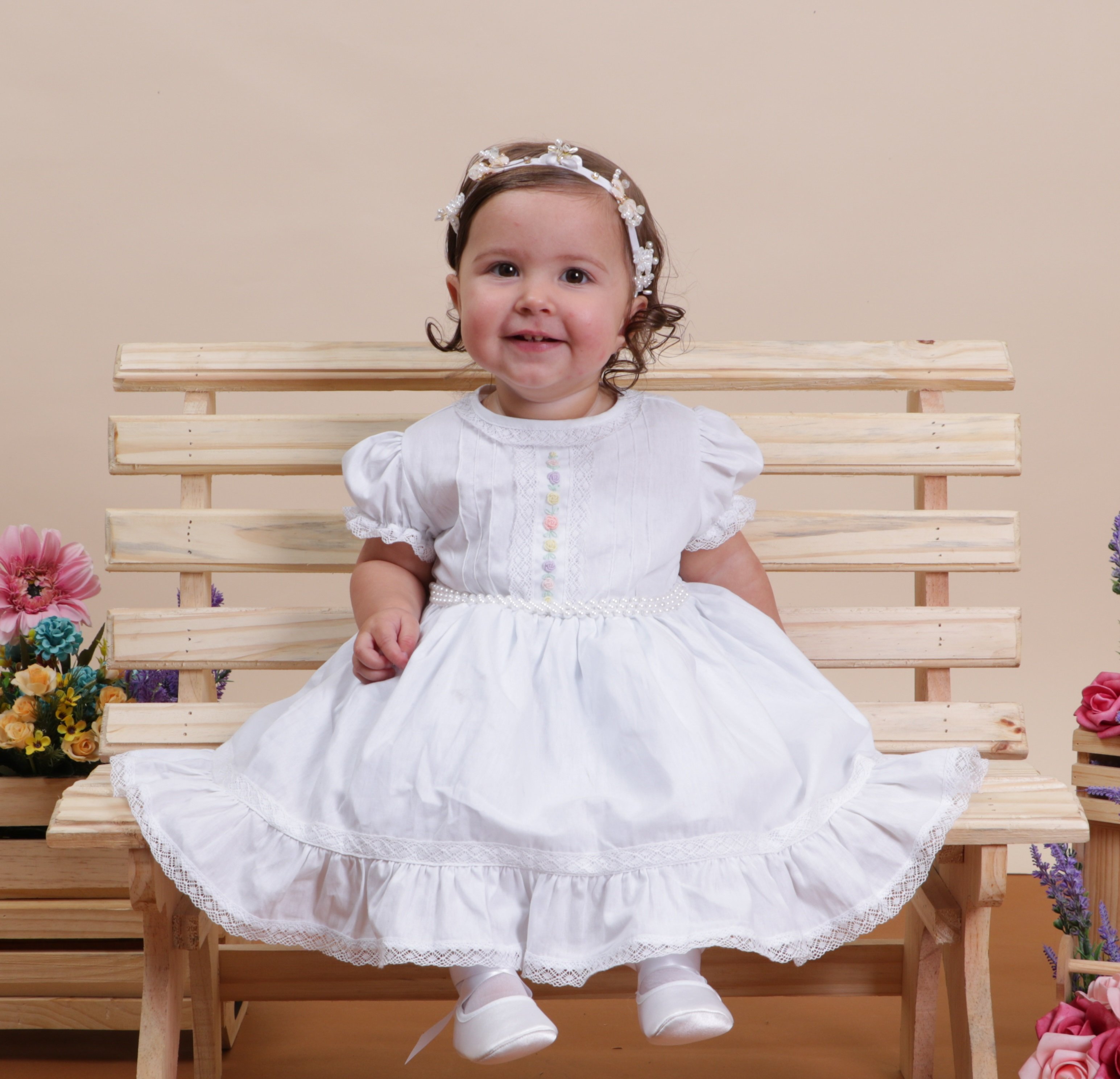 Vestido Curto Roupa Batizado Bebe Meses Roupa Menina Bebe Vestido