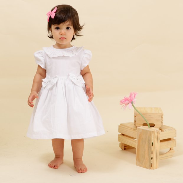 Vestido Infantil Batizado Clarice 100% Algodão ALGODÃO DOCE BABY