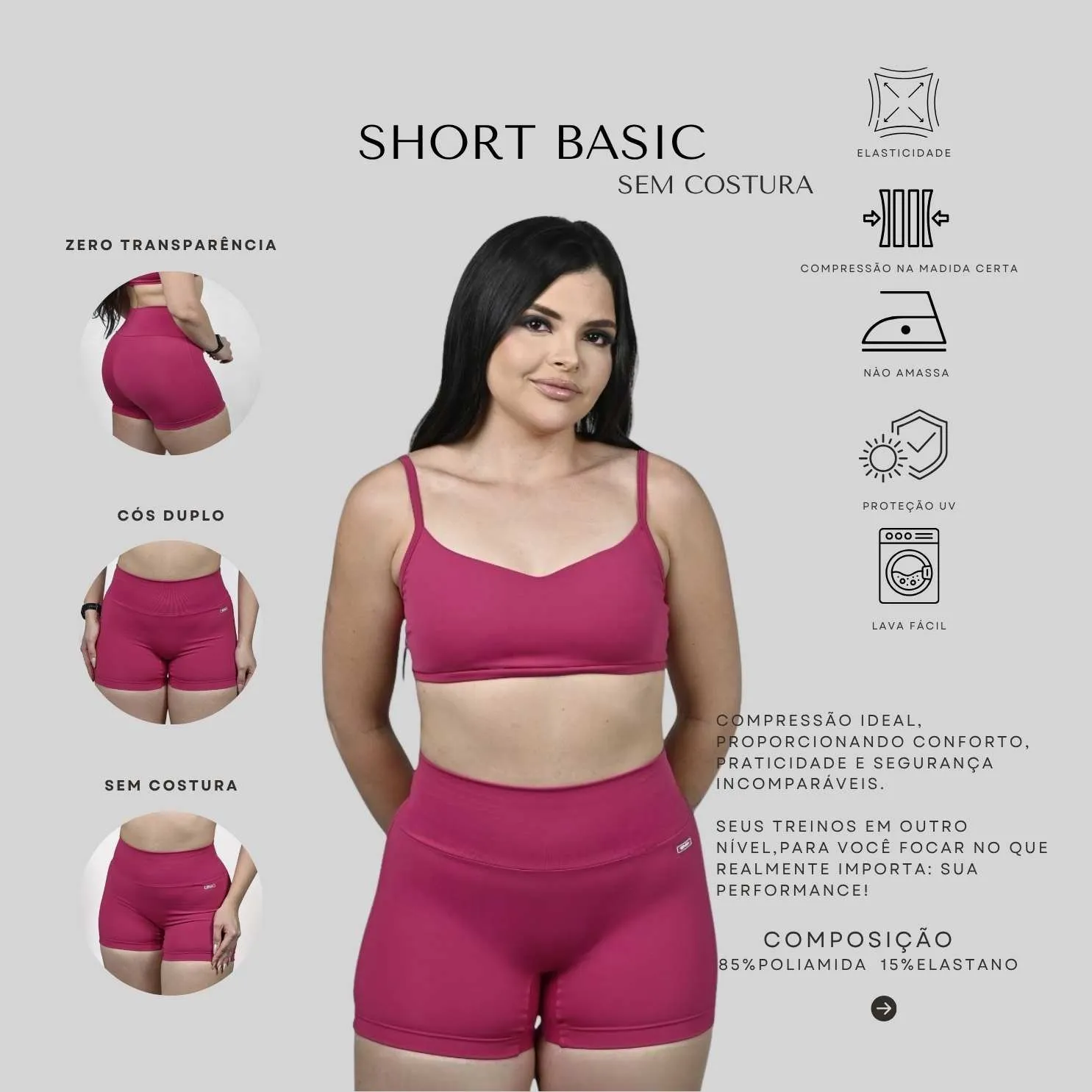 CONJUNTO DE TOP + SHORT BASIC - AZUL SHAPPIRE | CLOSET FIT WEAR