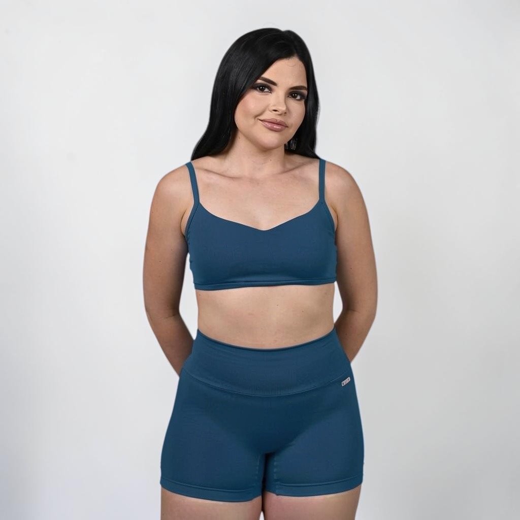 CONJUNTO DE TOP + SHORT BASIC - AZUL SHAPPIRE | CLOSET FIT WEAR