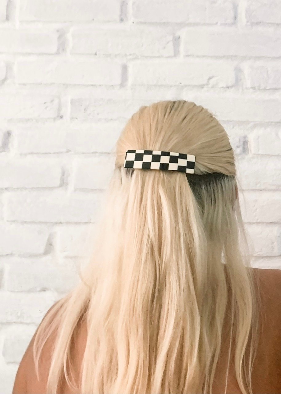 FOMIYES 1Pc Folha De Clipe De Tabuleiro De Xadrez Preto E Branco Tiara  Preta Grampo De Cabelo Xadrez Headwear Para Mulheres Clipes Presilhas  Femininas