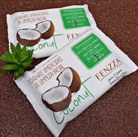 LENÇO UMEDECIDO COCONUT - FENZZA | TOP DISTRIBUIDORA