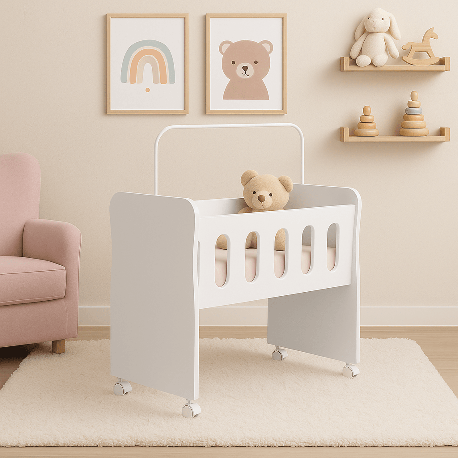 Mini Berço Moisés Bed Side Bela 2x1 Multifuncional Com Colchão