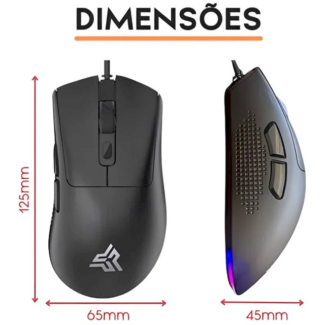 Mouse Gamer Knup Anubis KP-MU021, RGB, 7200 DPI, 7 Botões, Preto ...