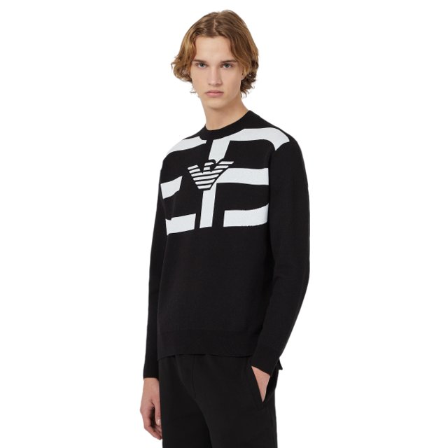 Camiseta Suéter Emporio Armani De Punto Jacquard Con Cuello Barca