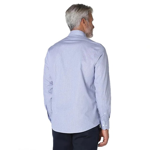Camisa Slim Tech Flex Micro Xadrez Azul C/Branco - Aramis
