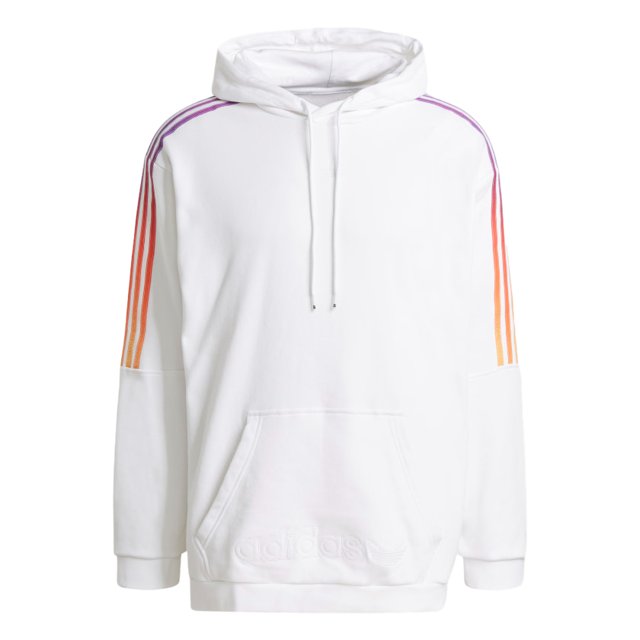 white moletom com capuz with black stripes