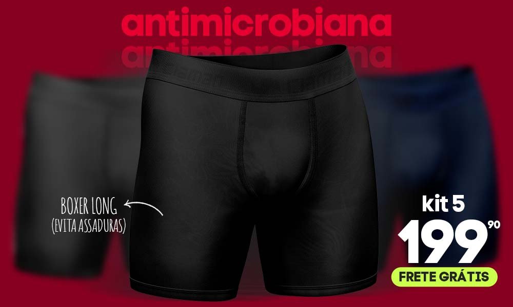 Kit Cueca Boxer Underwear 6 Peças - Preto+Vermelho