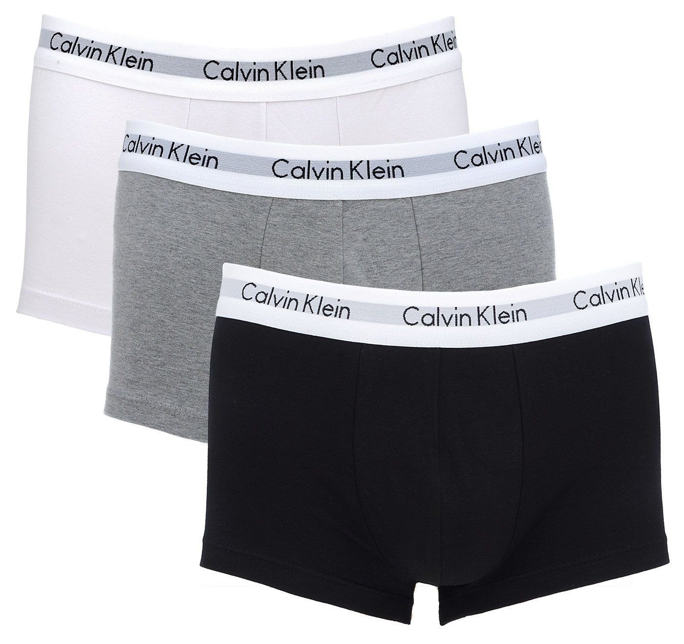 Kit 3  Cuecas Trunk Calvin Klein Cotton Branca/Preta/Cinza
