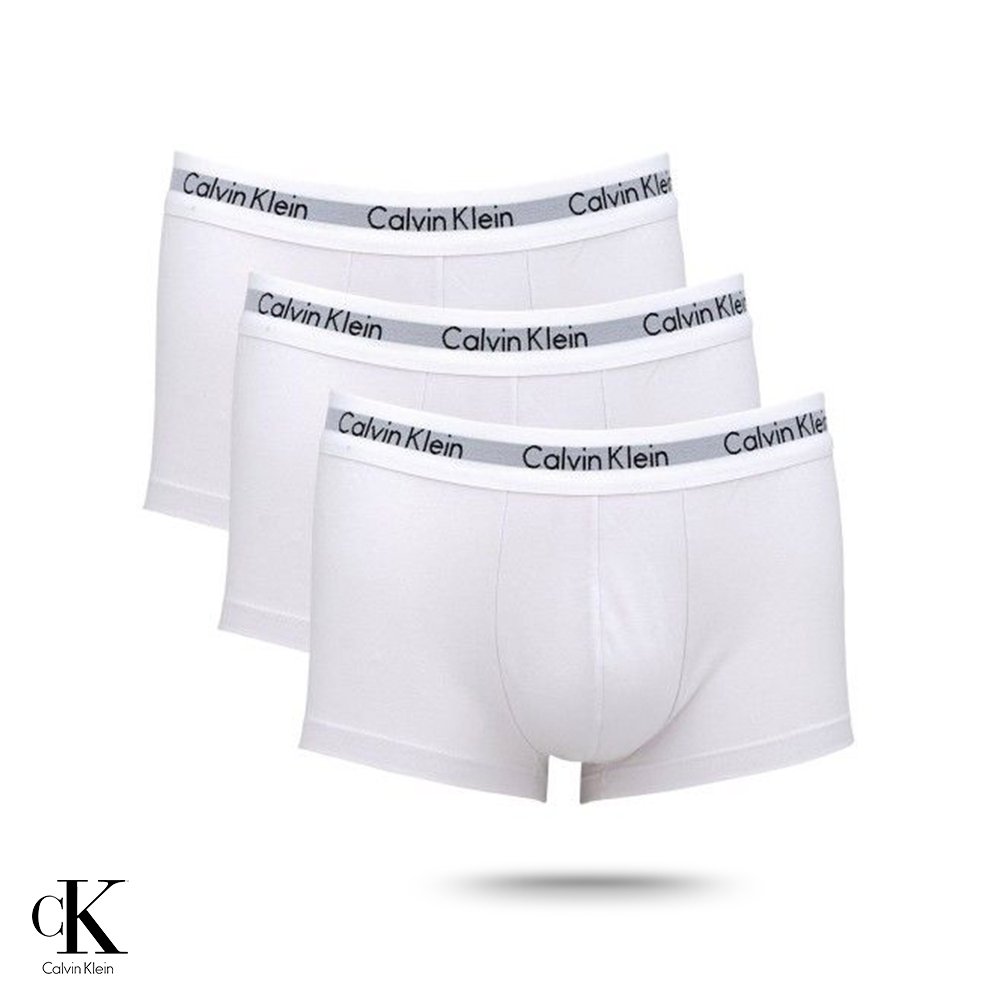Kit 3 Cuecas Calvin Klein - Low Rise Trunk - Cor Branca