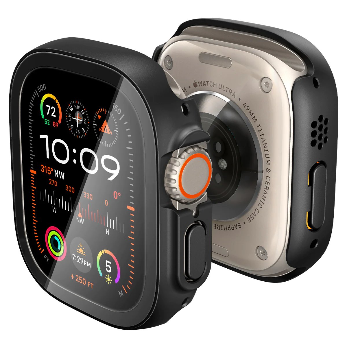 Vidro + capa para apple relógio ultra caso 49mm smartwatch pc pára