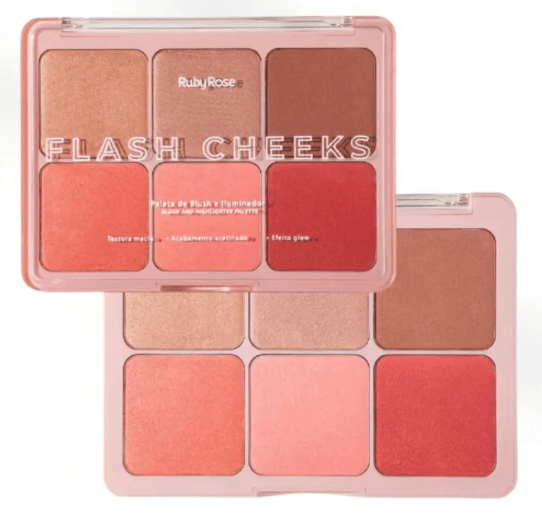 Paleta de Blush e Iluminador Flash Cheeks - Ruby Rose | Só Make 10