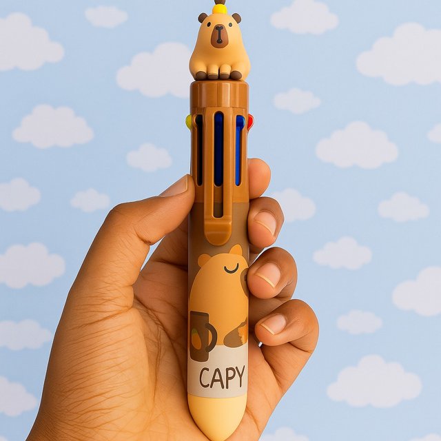 Caneta Multicolorida Fofa Capybara Com 8 Cores | Prolar
