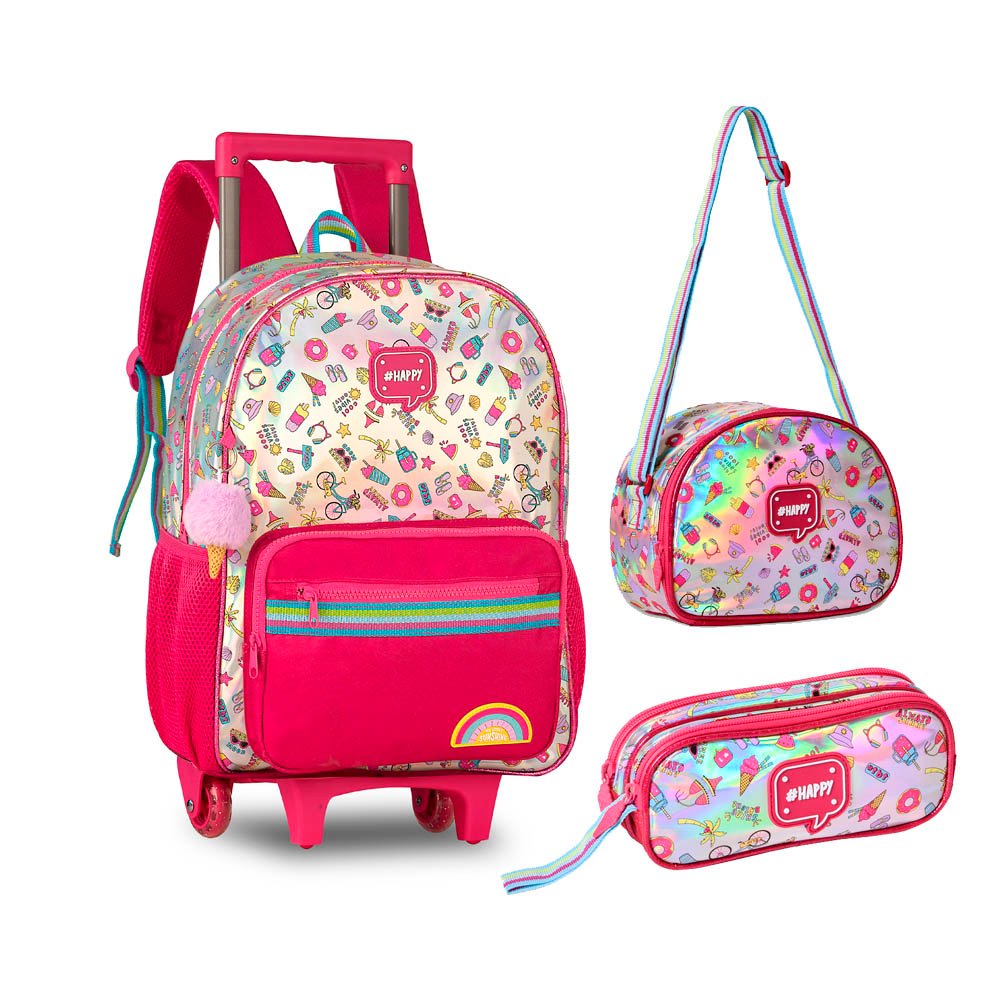 Kit Mochila Roda Holográfica Emoji Clio Prolar - Main Image