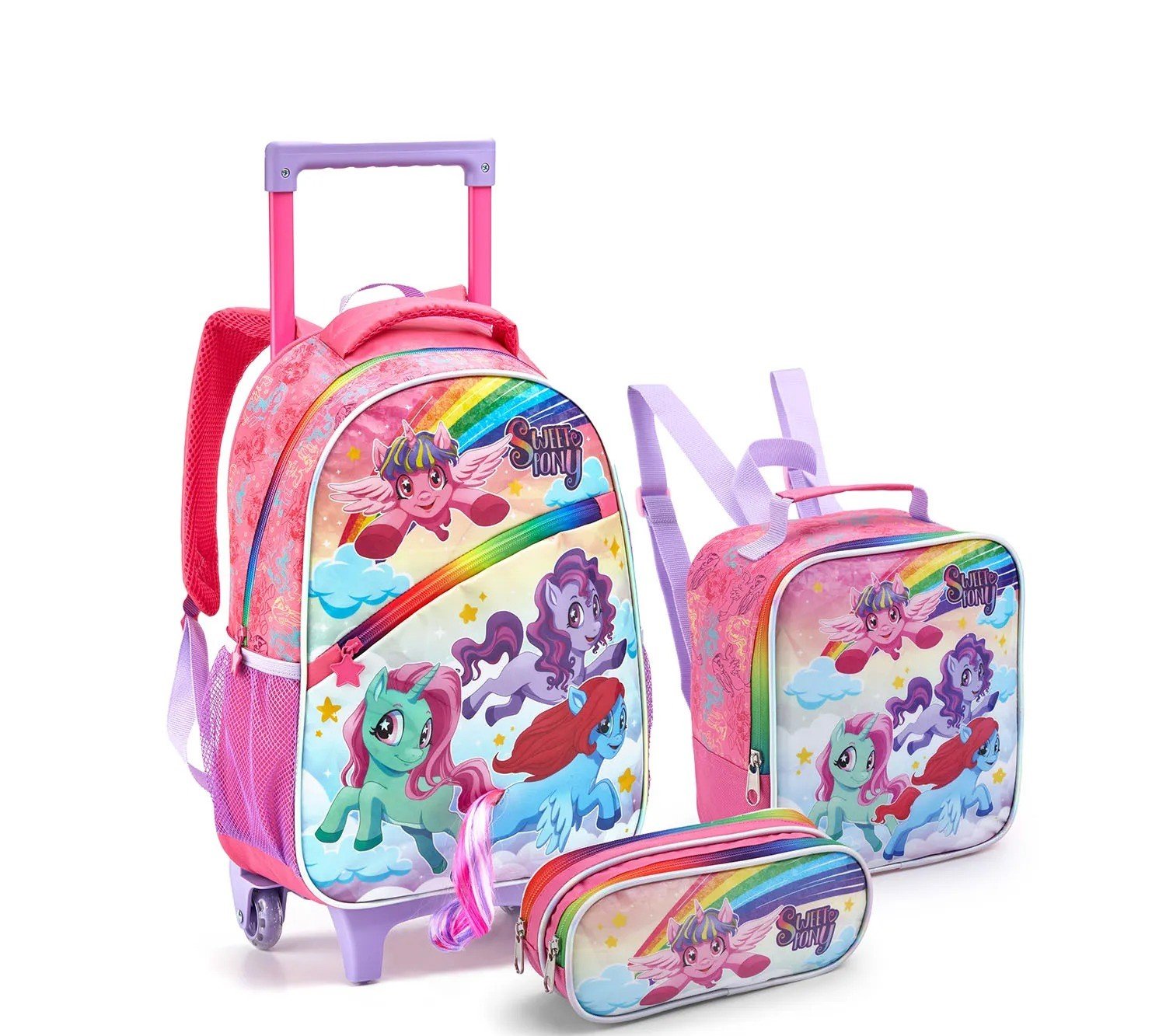 KIT MOCHILA COM RODAS INTANTIL SWEET PONY-SEANITE MR41452 | Casa
