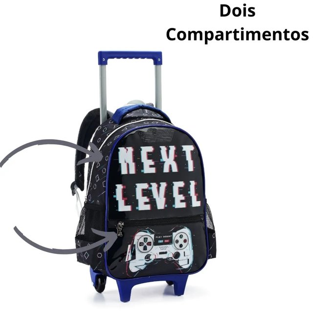 KIT MOCHILA COM RODAS ESCOLAR NEXT LEVEL- DENLEX DL1790
