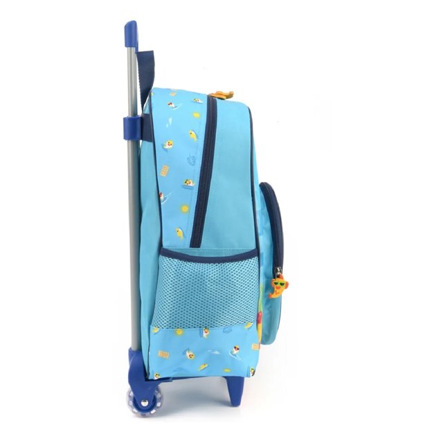 Mochila Fuseco Infantil Rodinha Azul Happy Shark 3D Passeio 11L Poliéster | Parcelamento Sem Juros