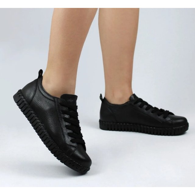 Tênis Couro Tênis Bottero Preto Tênis Bottero Sneakers Em Couro Preto