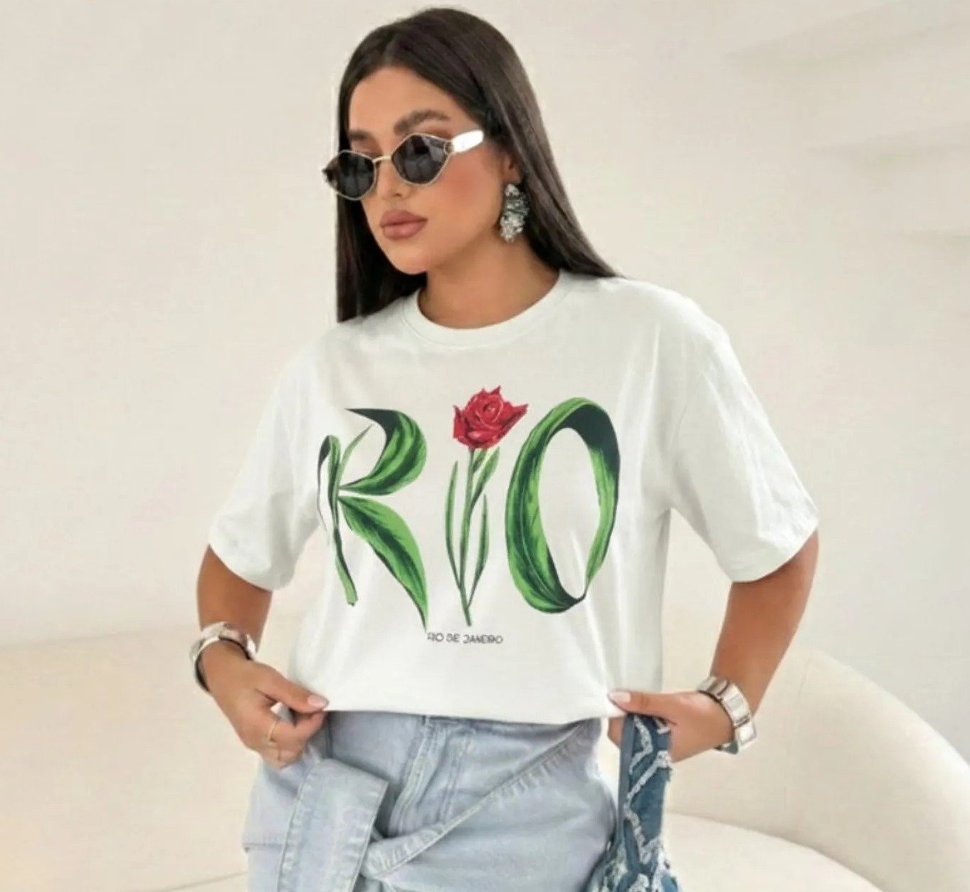 Cropped Oversized rio e flor | Silk Store