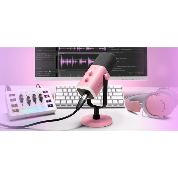 Microfone Rosa FIFINE-USB dinâmico XLR com controle RGB, microfone mudo ...