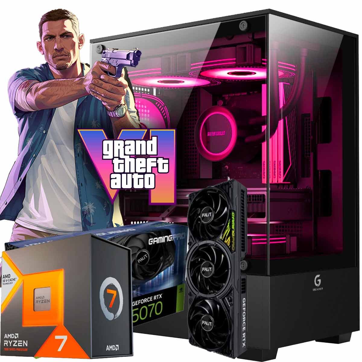 Computador Gamer para GTA VI Ultra Ryzen 7 7800X3D, RTX 5070, Ram DDR5 ...
