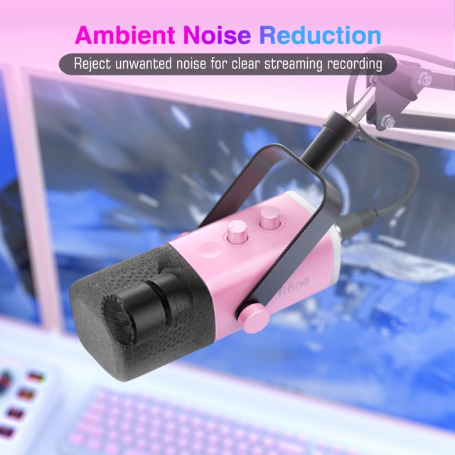 Microfone Rosa FIFINE-USB dinâmico XLR com controle RGB, microfone mudo ...