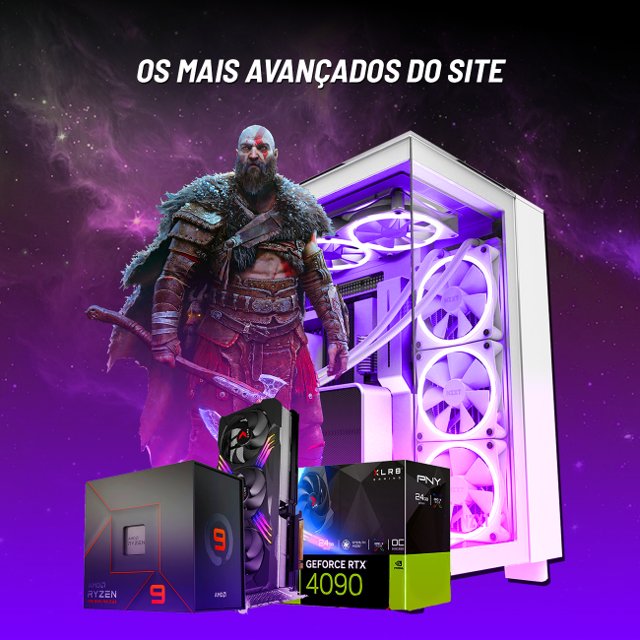 Computador PC Gamer Nível 100 AMD Ryzen 9 7950X3D + Watercooler 360mm Corsair / RTX 4090 24GB GDDR6X / 128GB DDR5 6000mhz / Fonte 1200w 80 Plus Platinum / Gabinete 7000D Corsair / WIFI 6E