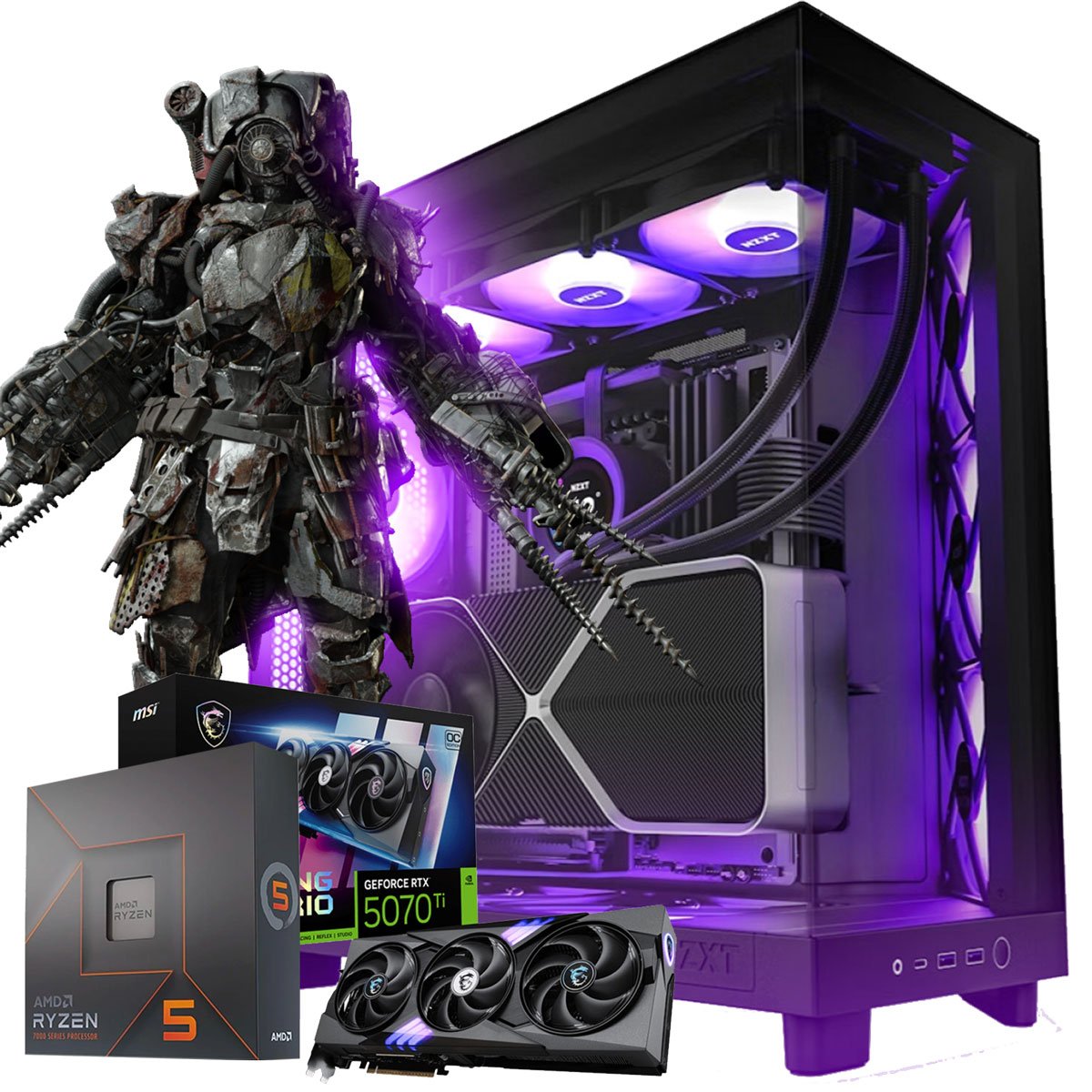 PC Gamer AMD Ryzen 5 7600X, GeForce RTX 5070 Ti 16GB, Ram DDR5