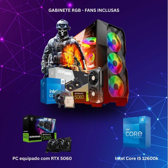 PC Gamer Intel i5-12600K, GeForce RTX 5060 8GB, Ram DDR5, SSD M.2, W11 ...
