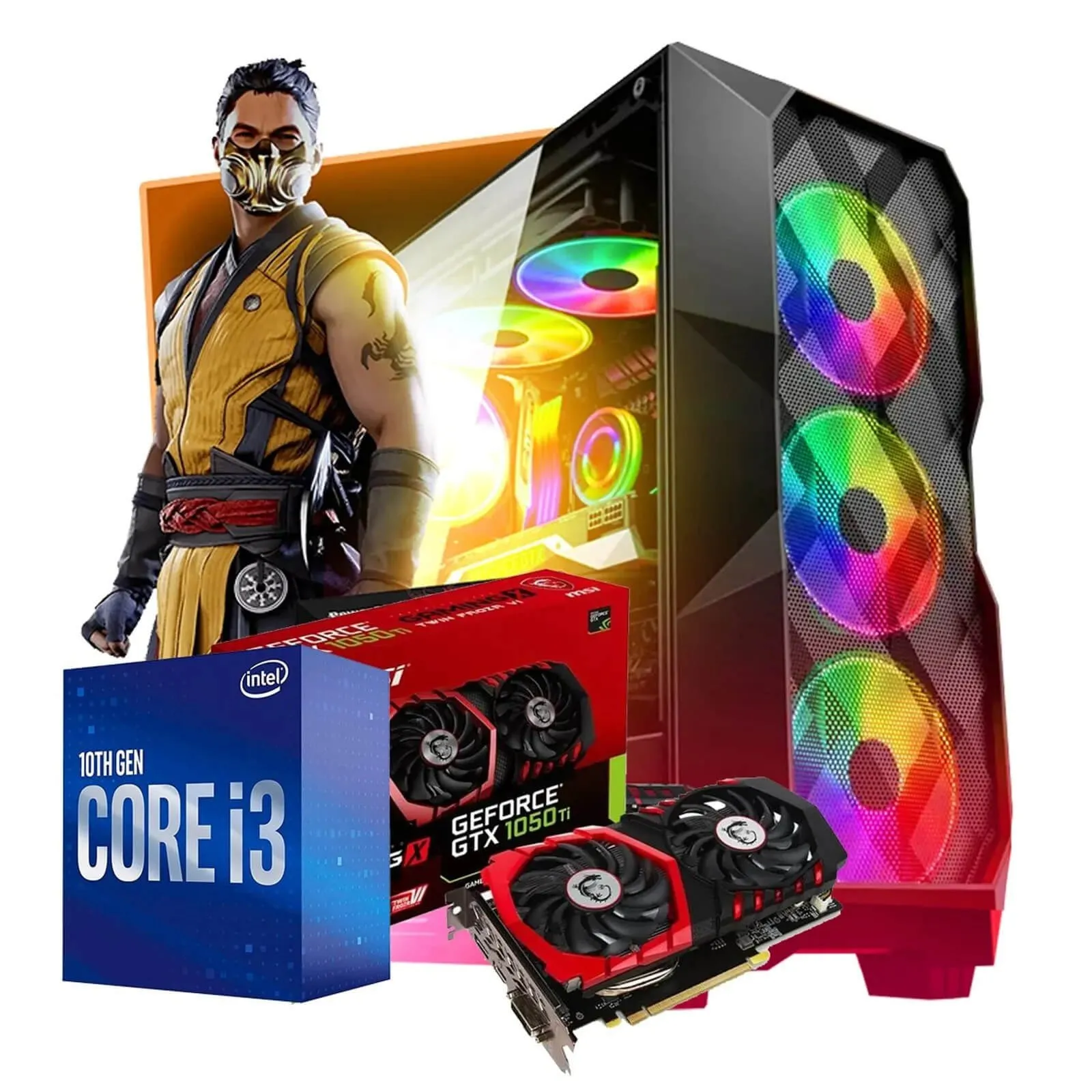 Computador PC Gamer Nível 20 / Intel Core i3 10100F / Placa de Vídeo RX 550 2GB / 16Gb Ram DDR4* 240GB SSD