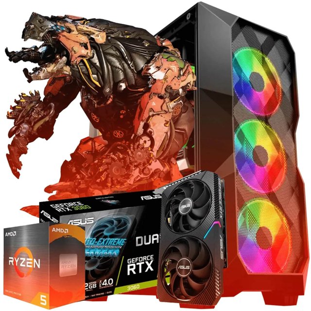 Computador PC Gamer Nível 60 / Amd Ryzen 5600X / Nvidia RTX 3060 / 16 Ram DDR4 3000mhz / Fonte PFC Ativo Bivolt