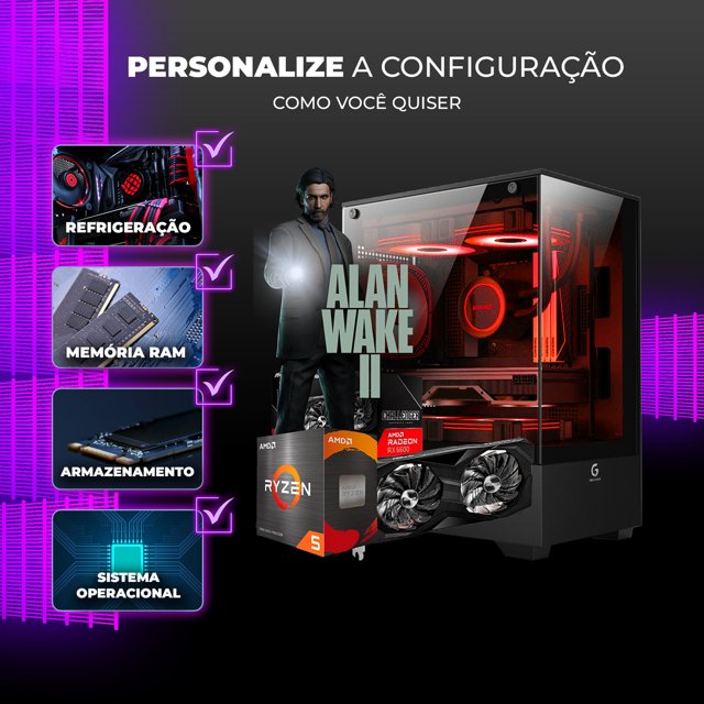 PC Gamer para Alan Wake 2 Ryzen 5 5600xt, Rx 6600 8GB, Ram DDR4, Nvme ...